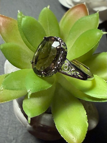 Bague ovale quartz fumé