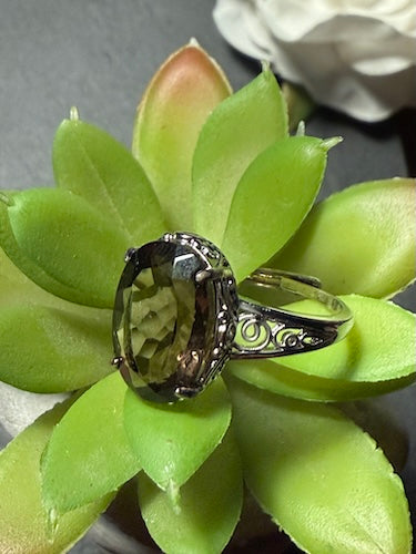 Bague ovale Quartz Fumé